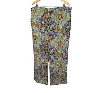LOFT Outlet Pants Women’s Size XL Paisley Floral Wide Leg Elastic Waist Pull-On